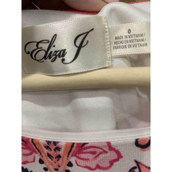 Eliza J Pink Navy Floral Paisley Shift Dress Size 0 Short Sleeve Classic Refined - Picture 5 of 6